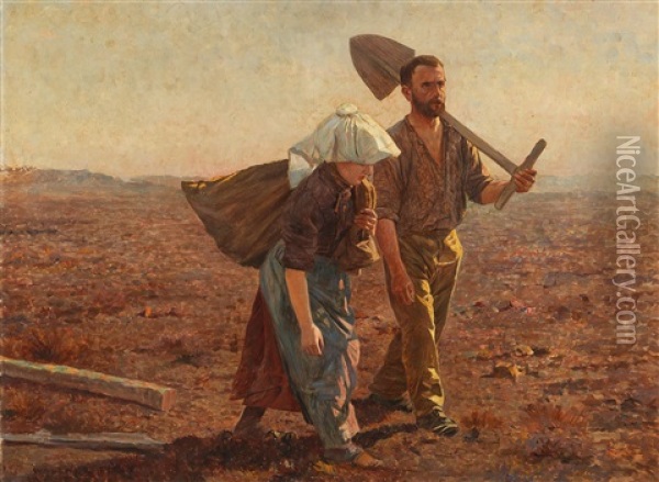 After Work Is Finished Oil Painting - Walter Firle