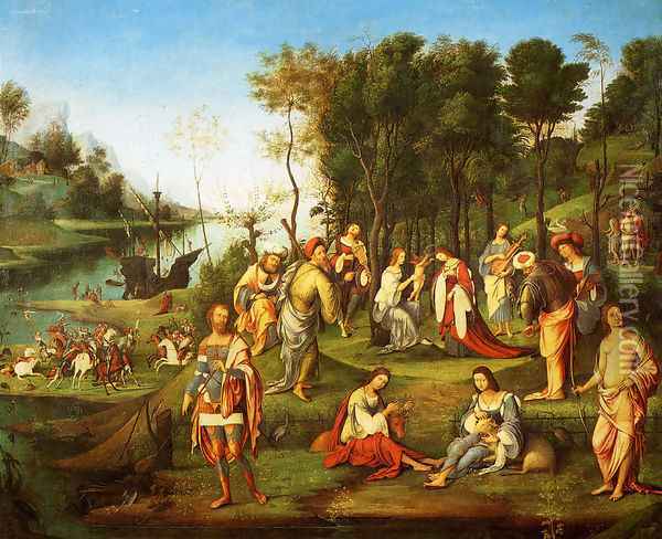 The Garden Of The Peaceful Arts (or Allegory Of The Court Of Isabelle D'Este) Oil Painting - Lorenzo Costa