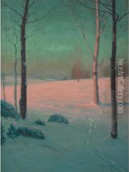 Winter Landscape Oil Painting - Svend Rasmussen Svendsen