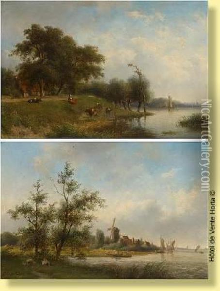 Cours D'eau Animes Oil Painting - Cornelis Johannes De Vogel