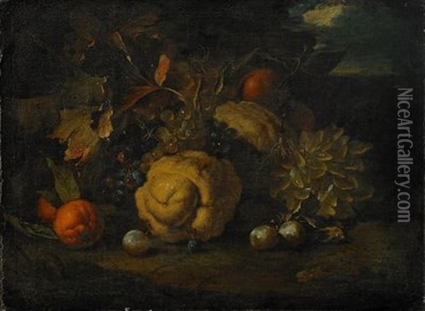 Fruktstilleben Oil Painting - Giovanni Battista Ruoppolo