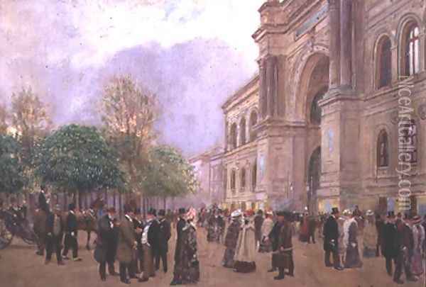 Outside the Palais de l'Industrie Oil Painting - Jean-Georges Beraud