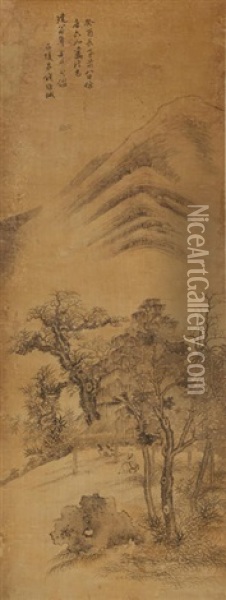 Landscape After Tang Yin, 1753 Oil Painting -  Qian Weicheng