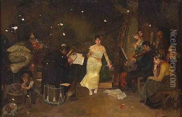 The Concert Oil Painting - Jose Miralles Darmanin