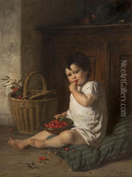 Eating Cherries Oil Painting - Rudolf Epp