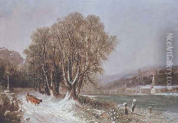On the River Neckar, Heidelberg Oil Painting - Joseph Paul Pettit