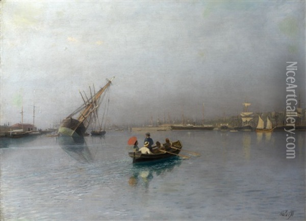 Harbour Scene Oil Painting - Lev Felixovich Lagorio