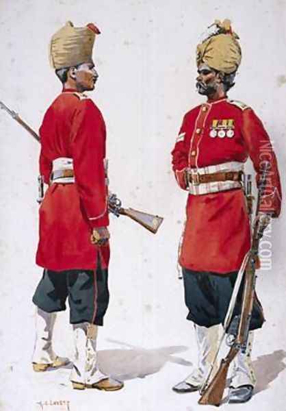 Soldiers of the 102nd King Edwards Own Grenadiers and the 101st Grenadiers Oil Painting - Alfred Crowdy Lovett