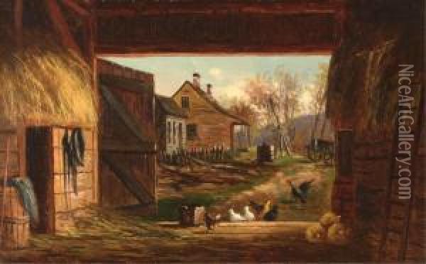 Old Barn At Bartlett, 
New Hampshire Oil Painting - Frank Henry Shapleigh