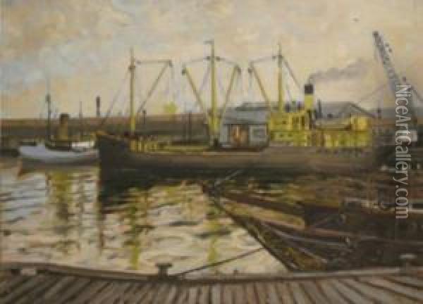 South Wharf, Melbourne Oil Painting - Gustave Michael Pillig