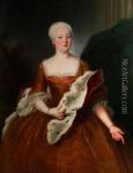 Portrait (kniestuck) Der Furstin Gisela Agnes Von Anhalt-dessau (1722-1751) Oil Painting - Antoine Pesne