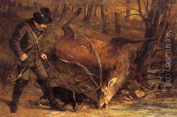 The German Huntsman Oil Painting - Gustave Courbet