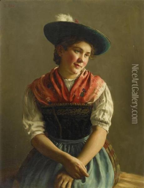 A Peasant Dirndl Oil Painting - Emil Rau
