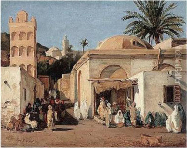 Street Scene In Algiers Oil Painting - Eugene Fromentin