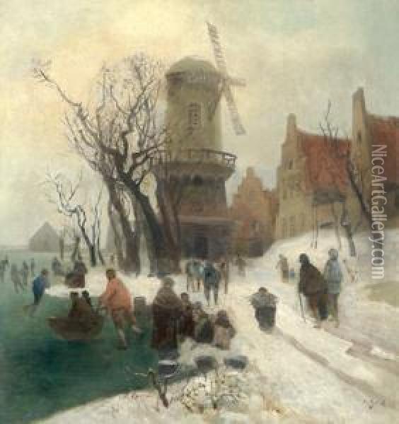 Winter Pleasures Oil Painting - Carl Duxa