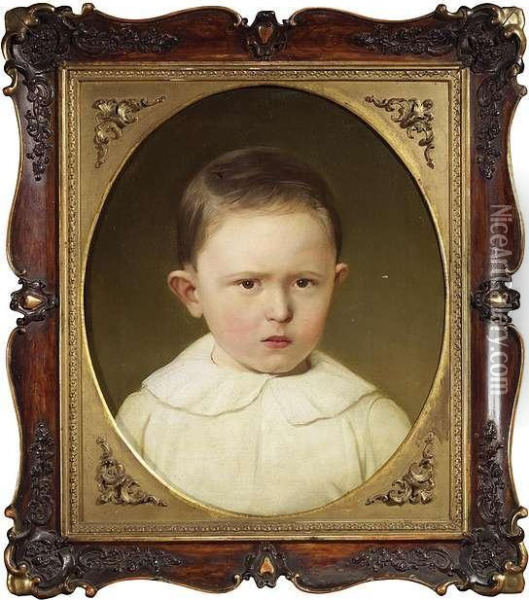 Portrait Of Johann Haulek As A Child Oil Painting - Ludwig Beyfuss