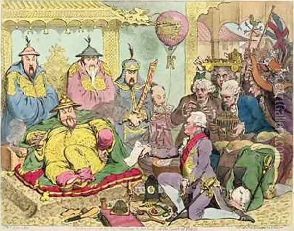 Reception of the Diplomatique and his Suite at the Court of Pekin Oil Painting - James Gillray