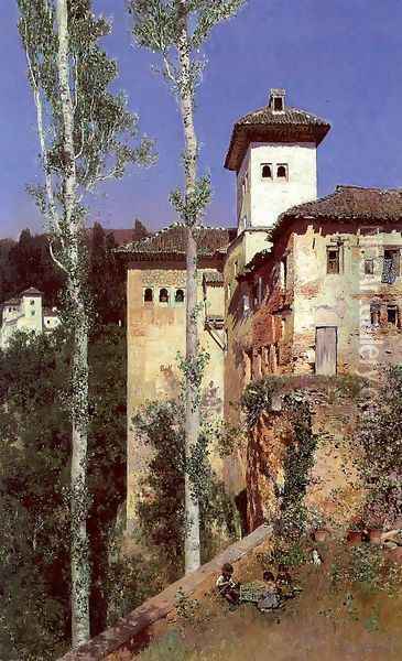 The Ladies' Tower in the Alhambra, Granada Oil Painting - Martin Rico y Ortega