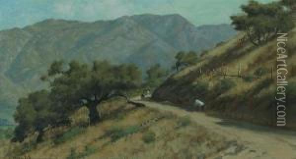 Knowing The Way Home, Cattle Along A Country Road Oil Painting - Ludmilla P. Welch