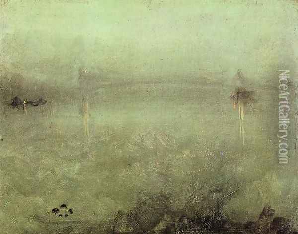 Nocturne: Silver and Opal Oil Painting - James Abbott McNeill Whistler