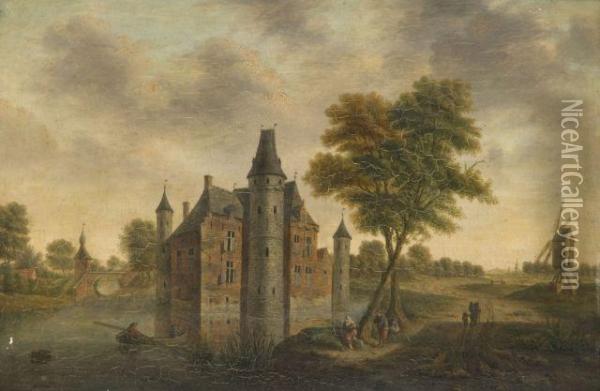 Vue D'un Chateau En Belgique Oil Painting - Hendrik Frans de Cort