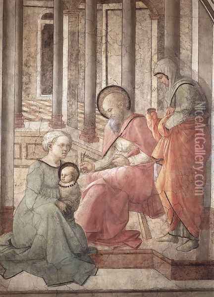 Birth and Naming St John (detail) 1452-65 Oil Painting - Fra Filippo Lippi
