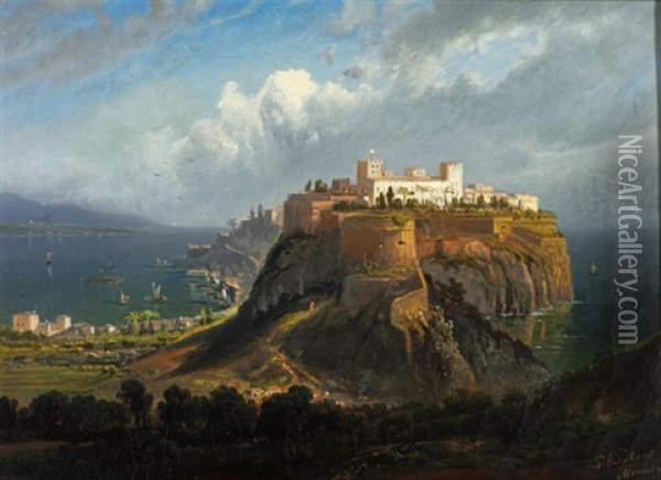 Ansicht Von Monaco Mit Blick Auf Den Furstenpalast Oil Painting - Pieter Francis Peters