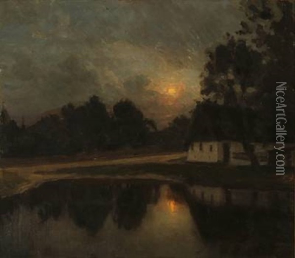 Aftenlandskab (evening Landscape) Oil Painting - Julius Paulsen