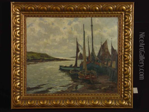 Segelhafen An Mittelmeerkuste Oil Painting - Herman Hyneman