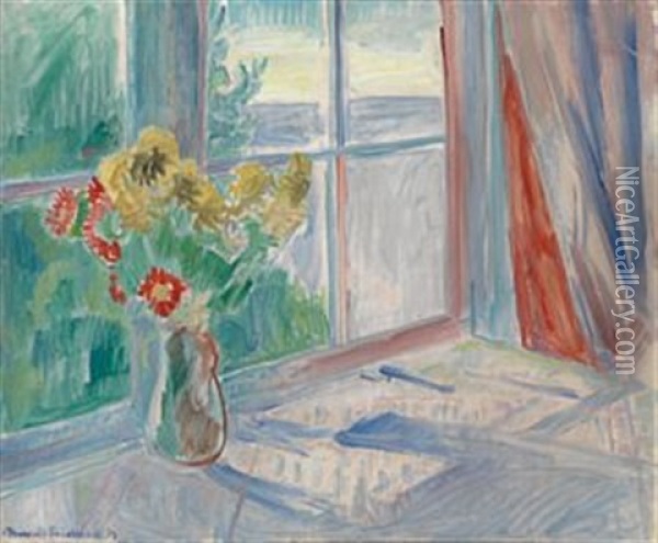 Apent Vindu, Blomster Oil Painting - Thorvald Erichsen