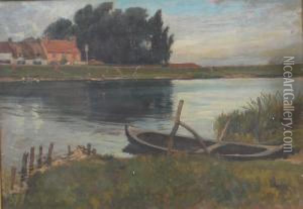 Norfolk River Landscape Oil Painting - Robert Walker Macbeth