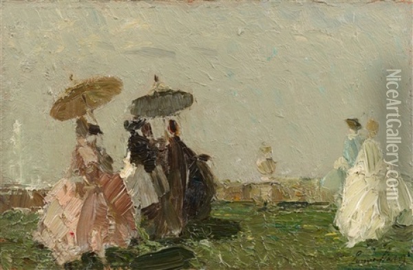 Courtly Company With Parasols Oil Painting - Emma Ciardi
