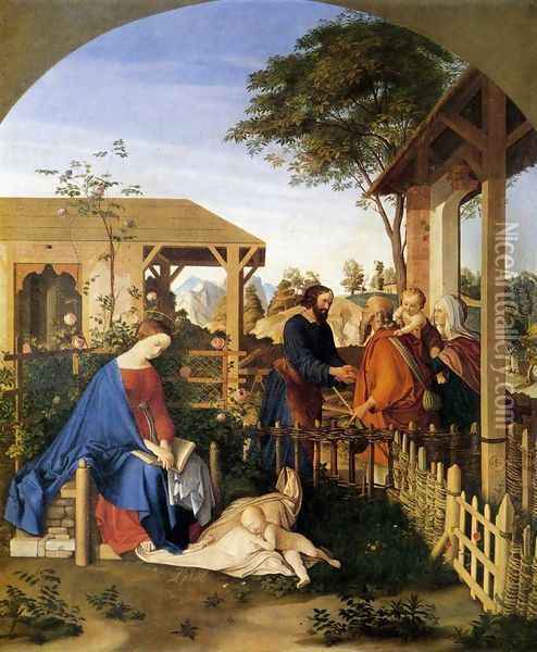 The Family of St John the Baptist Visiting the Family of Christ 1817 Oil Painting - Julius Schnorr Von Carolsfeld