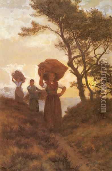 Returning From the Fields Oil Painting - Frans Van Kuyck