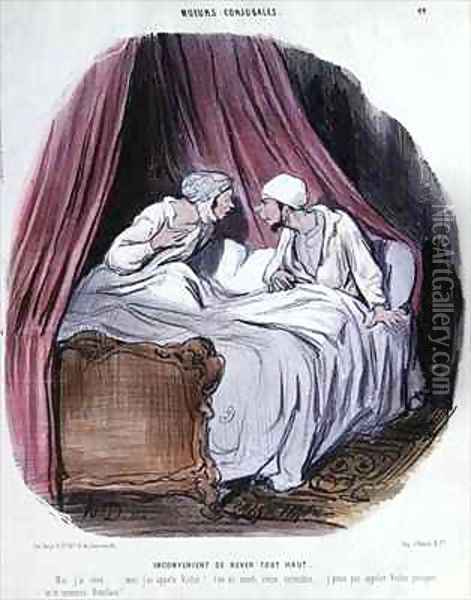 Cartoon about Marriage mid nineteenth century Oil Painting - Honore Daumier