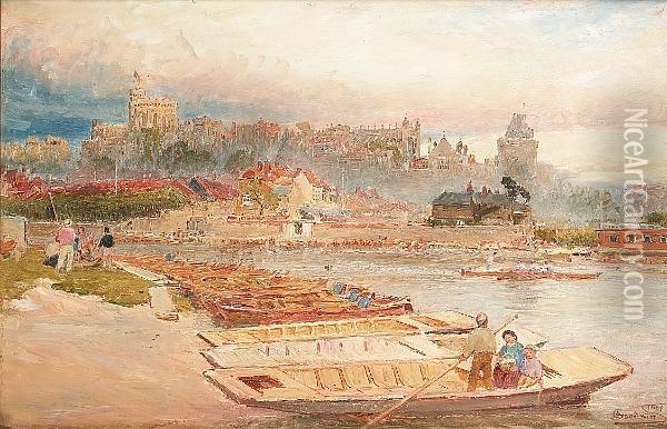 The Thames At Windsor Oil Painting - Albert Goodwin