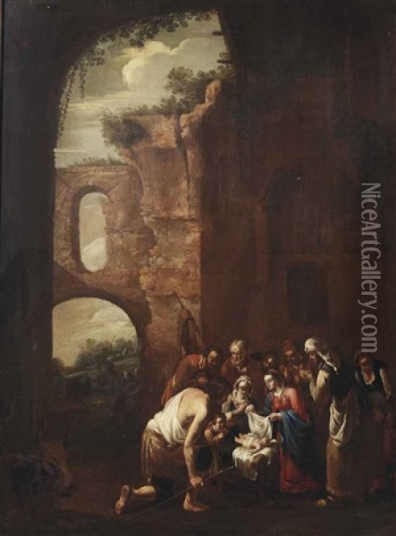 The Adoration Of The Shepherds Oil Painting - Andries Dirsksz Both