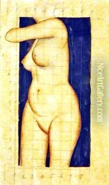 Study For Headless Female Torso Oil Painting - Eric Gill