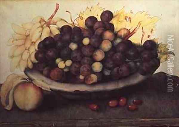 Grapes with a Peach Oil Painting - Giovanna Garzoni