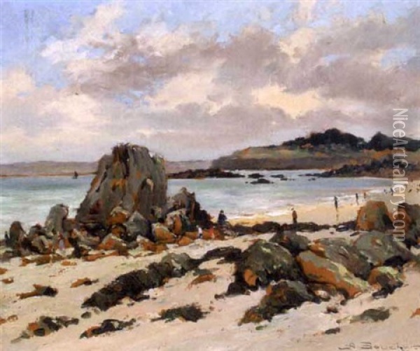 Cote Rocheuse Dans Le Finistere Oil Painting - Alfred Boucher