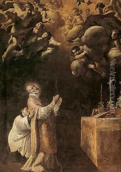 St Andrea Avellino Oil Painting - Giovanni Lanfranco
