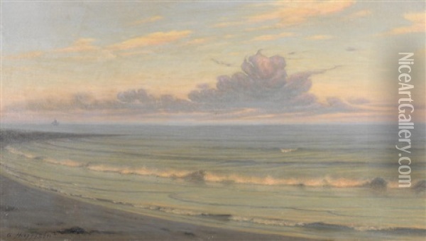 Beach At Sunset Oil Painting - Alexander Harrison