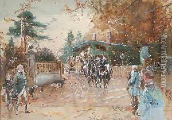 The Shooting Party Sets Off Oil Painting - John Beer