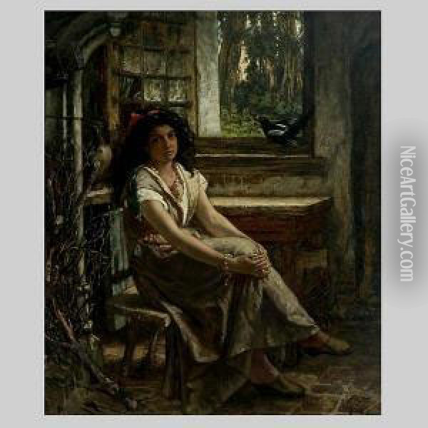 Gypsy Girl. Oil Painting - Victor Lagye