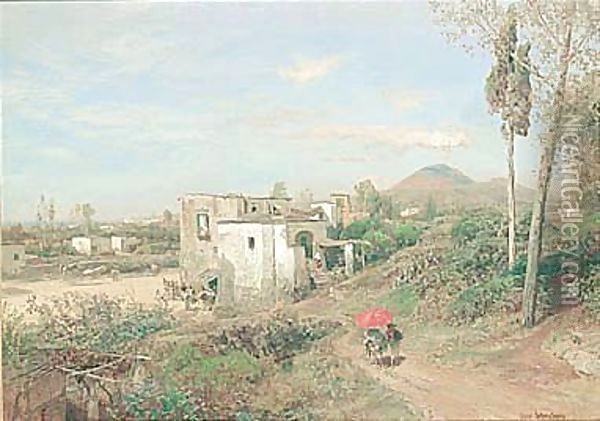 Ansicht Auf Den Vesuv (View Of Vesuvius) Oil Painting - Oswald Achenbach