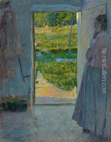 View Out Onto A Summer Garden Oil Painting - Rene Reinicke