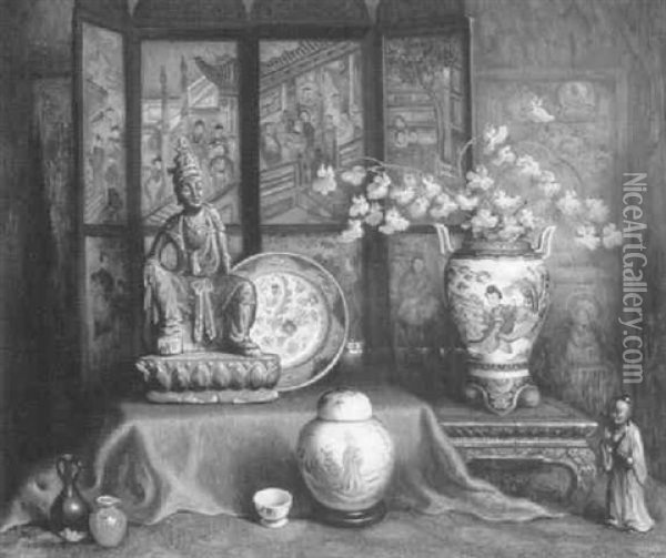 Chinese Still Life Oil Painting - Stanilaus Poray