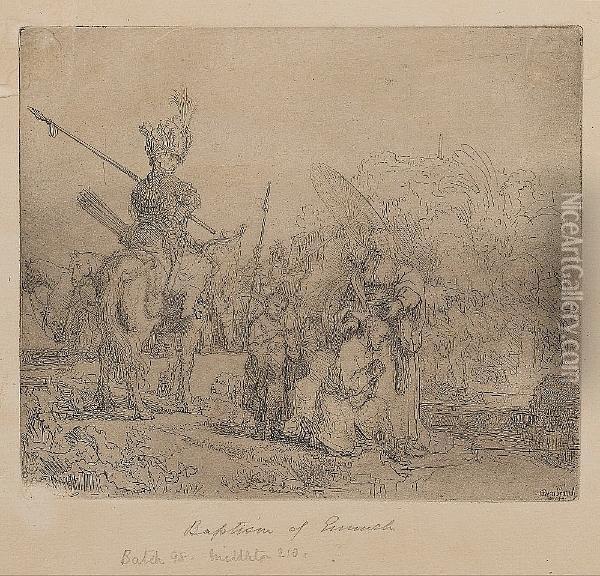 The Baptism Of The Eunuch (bartsch 98) Oil Painting - Rembrandt Van Rijn