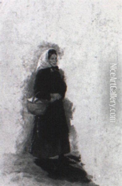 Peasant Woman Oil Painting - Ernest Meissonier