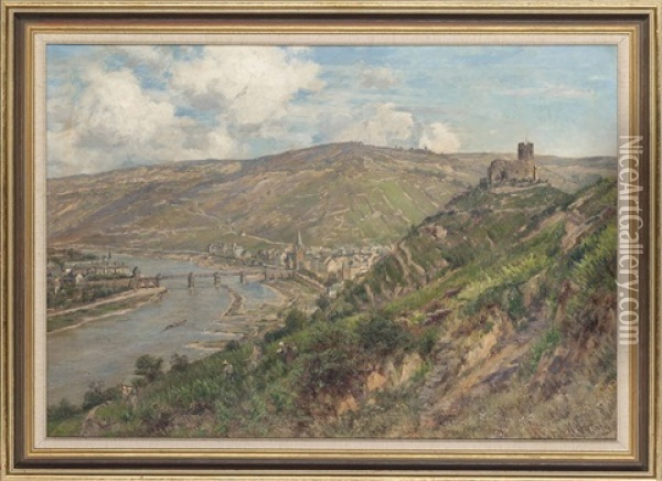 Oberwesel On The River Rhine Oil Painting - Heinrich Hartung the Elder